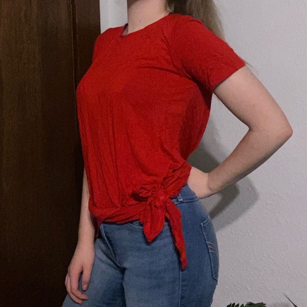 Shop Basic red oversized shirt